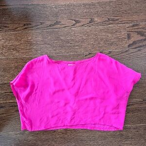 Magenta 100% silk crop top
